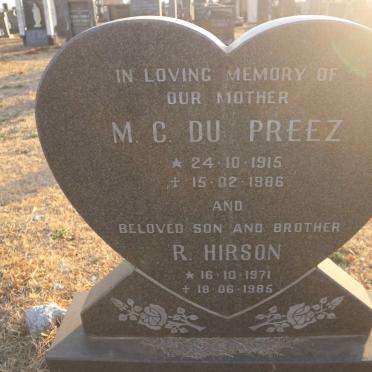 PREEZ M.C., du 1915-1986 :: HIRSON R. 1971-1985