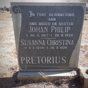 PRETORIUS Johan Philip 1917-1926 :: PRETORIUS Susanna Christina 1924-1926
