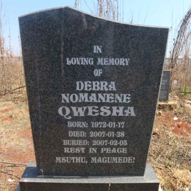 QWESHA Debra Nomanene 1972-2007 
