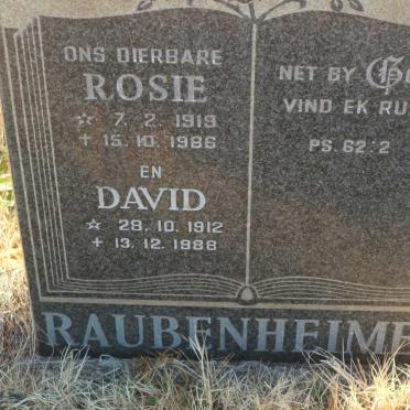 RAUBENHEIMER David 1912-1988 &amp; Rosie 1919-1986