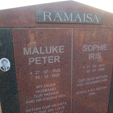RAMAISA Maluke Peter 1928-1997 &amp; Sophie Iris 1934-2008
