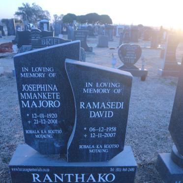 RANTHAKO Josephina Mmankete Majoro 1920-2001 :: RANTHAKO Ramasedi David 1958-2007