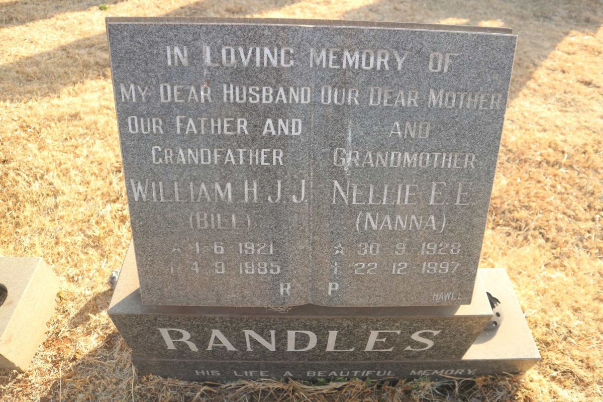 RANDLES William H.J.J. 1921-1985 &amp; Nellie E.E. 1928-1997