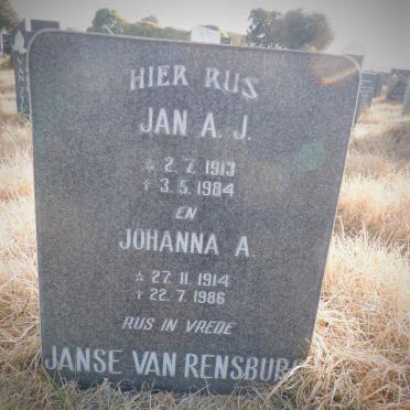 RENSBURG Jan A.J., Janse van 1913-1984 &amp; Johanna A. 1914-1986