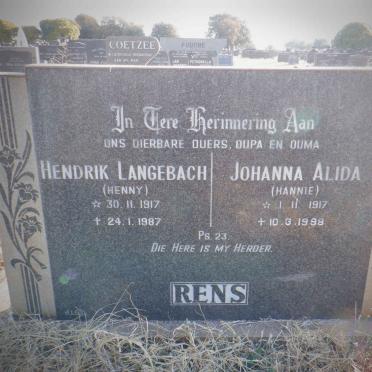 RENS Hendrik Langebach 1917-1987 &amp; Johanna Alida 1917-1998