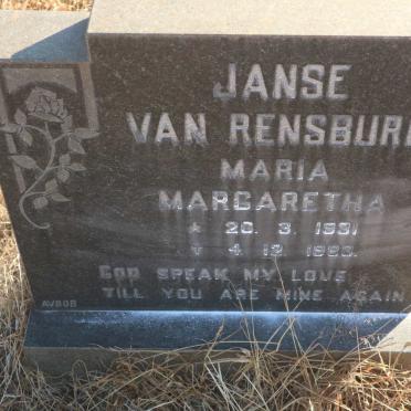 RENSBURG Maria Margaretha, Janse van 1931-1980