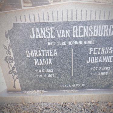 RENSBURG Petrus Johannes, Janse van 1893-1972 &amp; Dorathea Maria 1893-1970