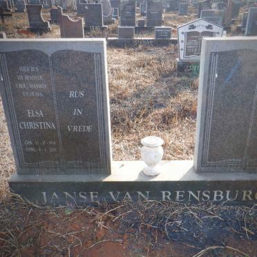 RENSBURG Elsa Christina, Janse van 1936-2002