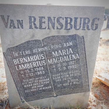 RENSBURG Bernardus Lambertus, van 1908-1983 &amp; Maria Magdalena 1921-1992