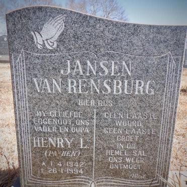 RENSBURG Henry L., Jansen van 1942-1994