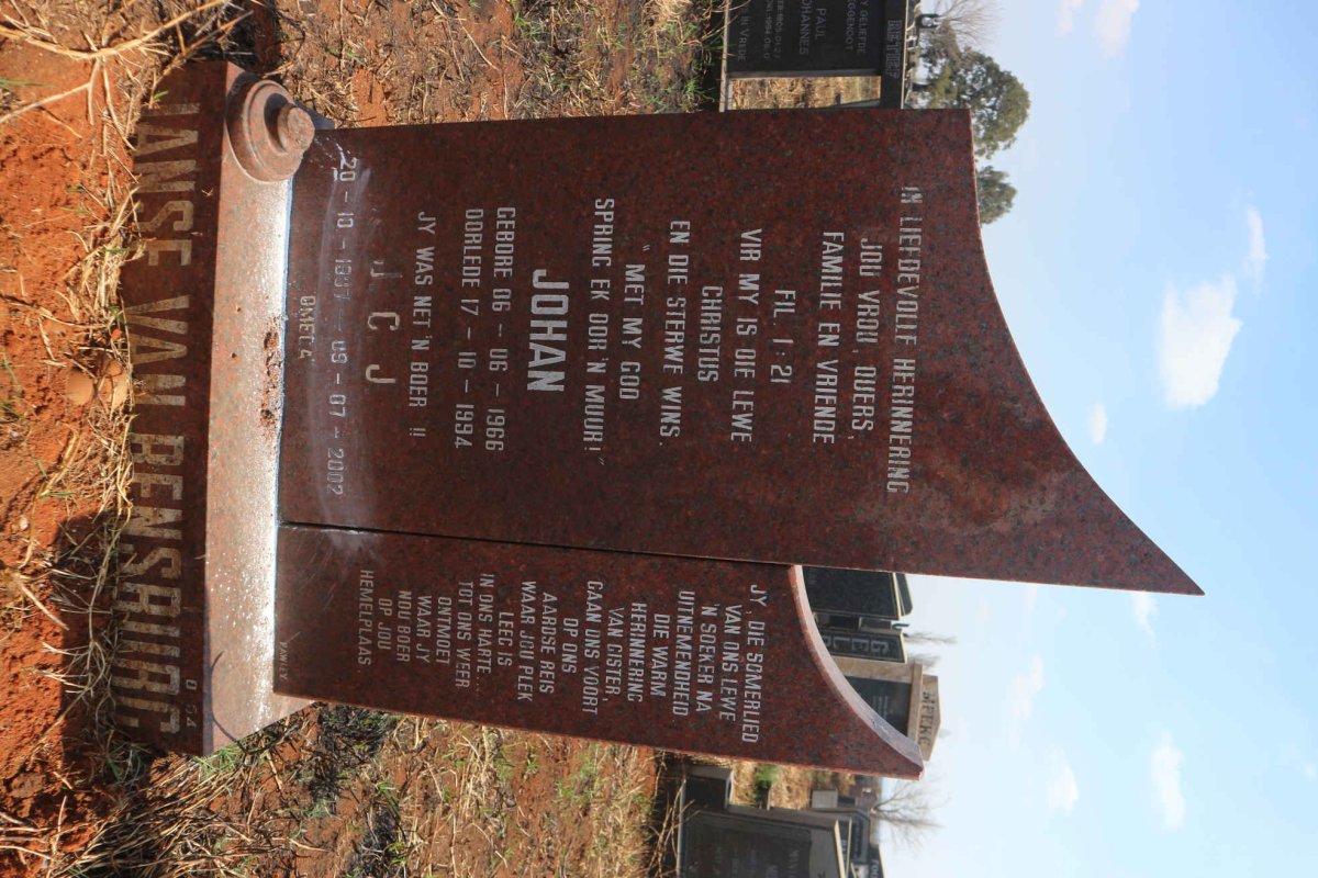RENSBURG J.C.J., Janse van 1937-2002 :: JANSE VAN RENSBURG Johan 1966-1994