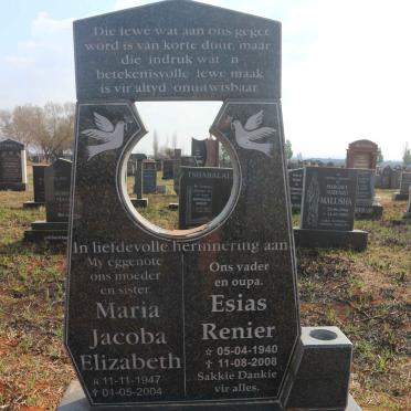 RENSBURG Esias Renier, Janse van 1940-2008 &amp; Maria Jacoba Elizabeth 1947-2004 