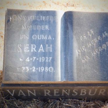 RENSBURG Serah, van 1927-1980