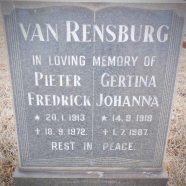 RENSBURG Pieter Fredrick, van 1913-1972 &amp; Gertina Johanna 1918-1987