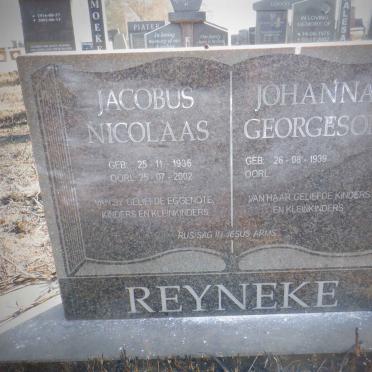 REYNEKE Jacobus Nicolaas 1936-2002 &amp; Johanna Georgeson 1939-