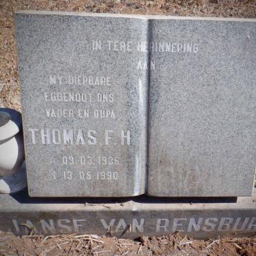 RENSBURG Thomas F.H., Janse van 1936-1990