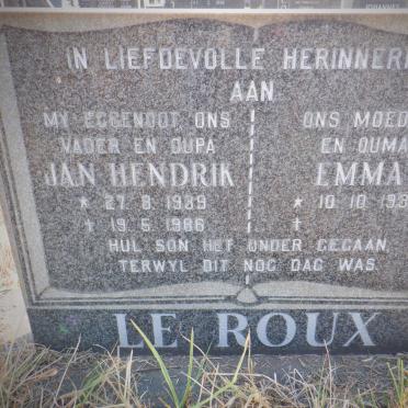 ROUX Jan Hendrik, le 1939-1986 &amp; Emma 1939-
