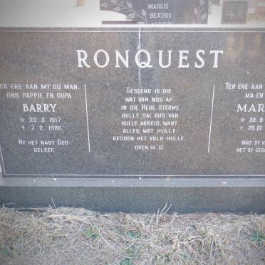 RONQUEST Barry 1917-1986 &amp; Marion 1924-2008