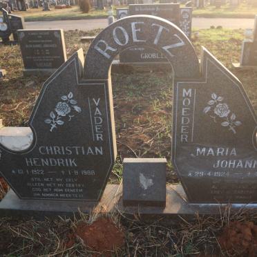 ROETZ Christian Hendrik 1922-1988 &amp; Maria Johanna 1924-1992