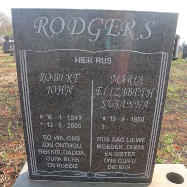 RODGERS Robert John 1949-2005 &amp; Maria Elizabeth Susanna 1950-