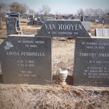 ROOYEN Timothy Swanton, van 1909-1992 &amp; Louisa Petronella 1920-1999