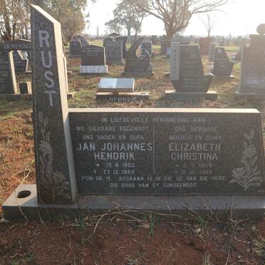 RUST Jan Johannes Hendrick 1903-1988 &amp; Elizabeth Christina 1909-1999