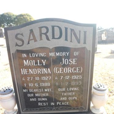 SARDINI Jose 1925-1993 &amp; Molly Hendrina 1927-1988