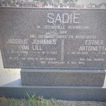 SADIE Jacobus Johannes van Lill 1906-1987 &amp; Esther Antoinetta 1910-1987