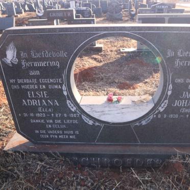 SCHROEDER Jacobus Johannes 1930-1997 &amp; Elsie Adriana 1923-1987