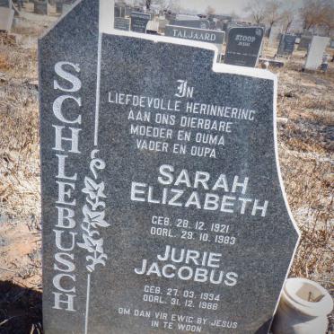 SCHLEBUSCH Jurie Jacobus 1934-1986 &amp; Sarah Elizabeth 1921-1983