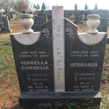SCHYFF Hermanus, van der 1944-2015 &amp; Isabella Cornelia 1941-2006