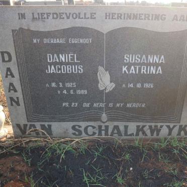 SCHALKWYK Daniel Jacobus, van 1925-1989 &amp; Susanna Katrina 1926-