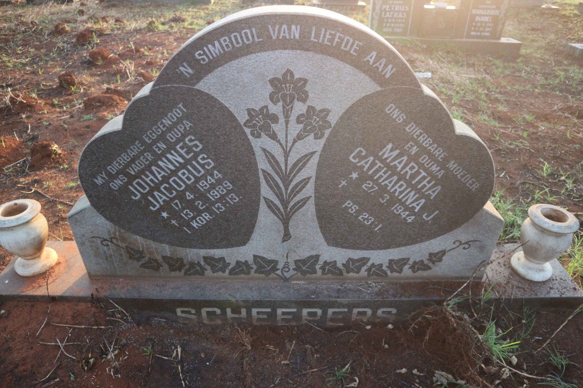 SCHEEPERS Johannes Jacobus 1944-1989 &amp; Martha Catharina J. 1944-
