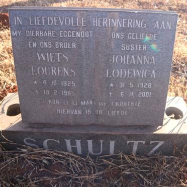 SCHULTZ Wiets Lourens 1925-1985 &amp; Johanna Lodewica 1928-2001