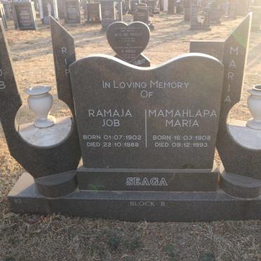 SEAGA Ramaja Job 1902-1988 &amp; Mamahlapa Maria 1908-1993