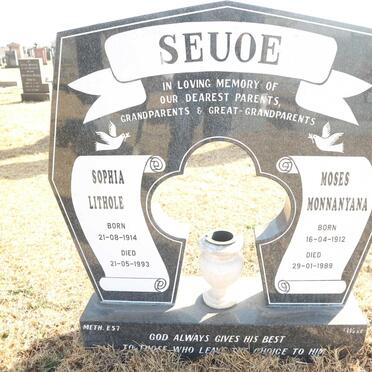 SEUOE Moses Monnanyana 1912-1989 &amp; Sophia Lithole 1914-1993