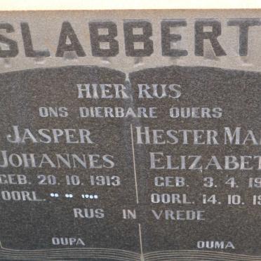 SLABBERT Jasper Johannes 1913-1988 &amp; Hester Maria Elizabeth 1918-1983