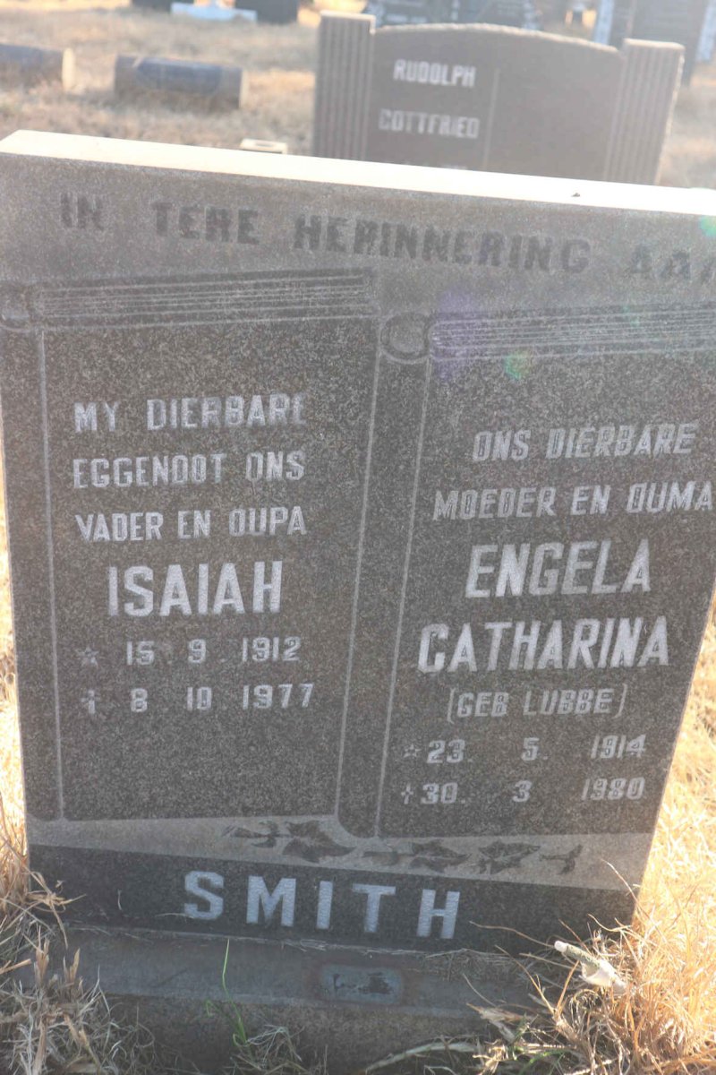 SMITH Isaiah 1912-1977 &amp; Engela Catharina LUBBE 1914-1980