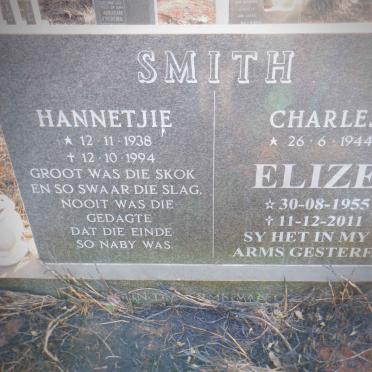 SMITH Charles 1944- &amp; Hannetjie 1938-1994 :: SMITH Elize 1955-2011