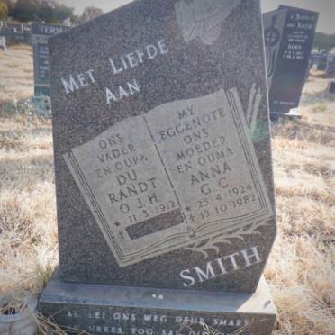 SMITH du Randt O.J.H. 1912- &amp; Anna G.C. 1924-1982