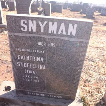 SNYMAN Catherina Stoffelina 1921-1987