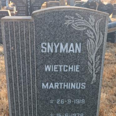 SNYMAN Wietchie Marthinus 1919-1978