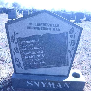 SNYMAN Nickolaas Martinus 1915-1988