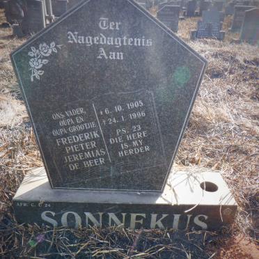 SONNEKUS Frederik Pieter Jeremias de Beer 1905-1996