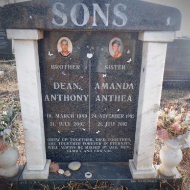 SONS Dean Anthony 1980-2002 :: SONS Amanda Anthea 1982-2002