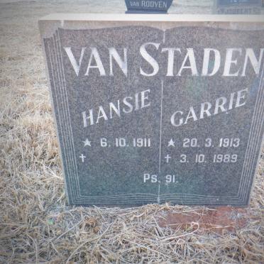 STADEN Hansie, van 1911- &amp; Garrie 1913-1989