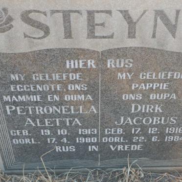 STEYN Dirk Jacobus 1916-1984 &amp; Petronella Aletta 1913-1980