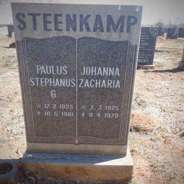 STEENKAMP Paulus Stephanus G. 1925-1981 &amp; Johanna Zacharia 1925-1979