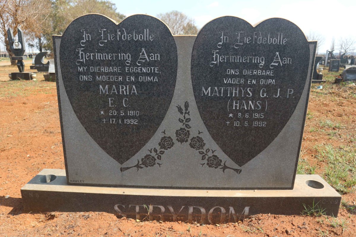 STRYDOM Matthys G.J.P. 1915-1992 &amp; Maria E.C. 1910-1992