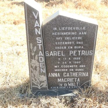 STADEN Sarel Petrus, van 1928-1982 &amp; Anna Catherina Magrieta V.D. WALT 1938-2001